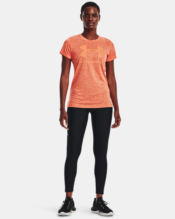 Women's UA Tech™ Twist Big Logo Gel Short Sleeve in Orange image number 2